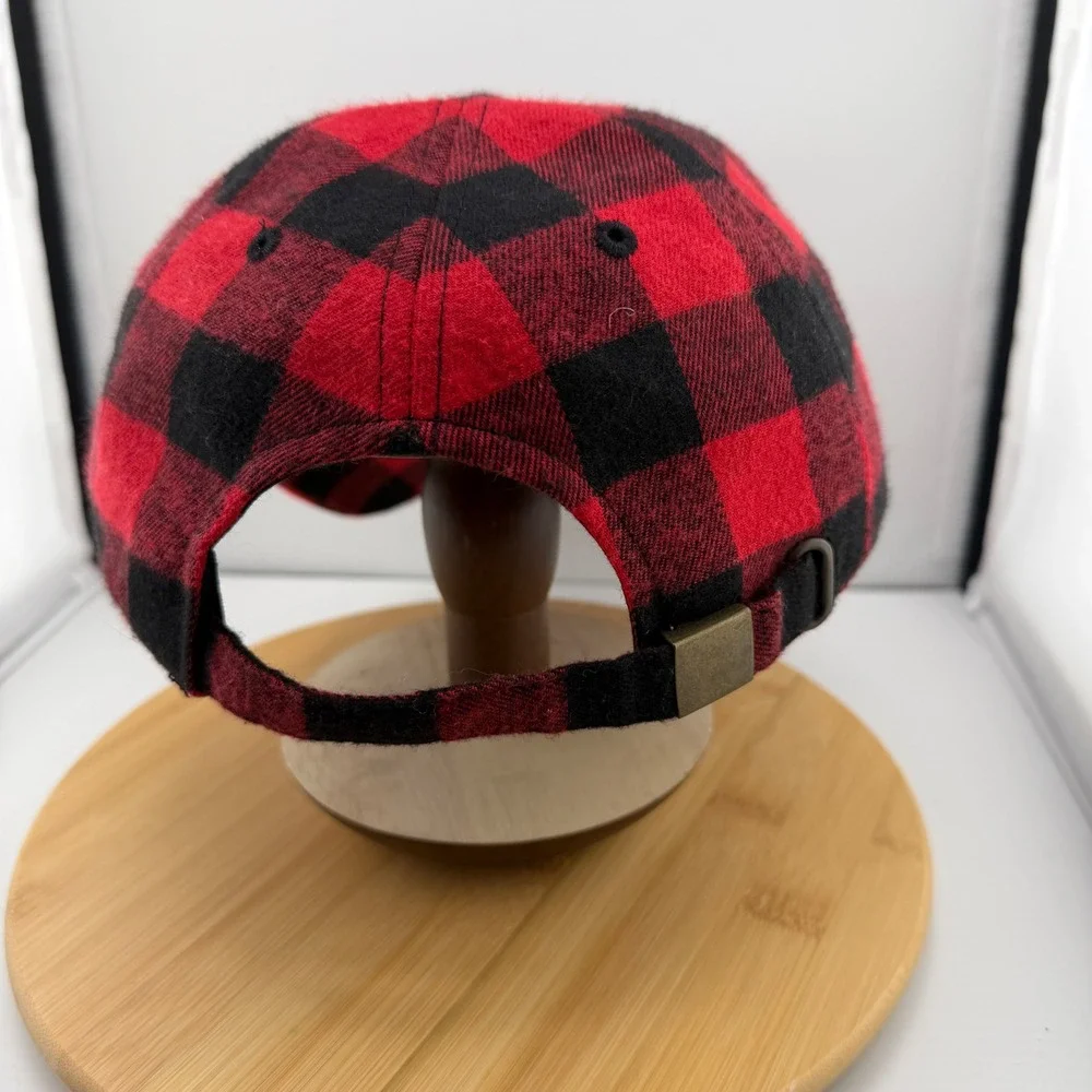 Red Black Buffalo Plaid Baseball Cap Adjustable Flannel Checkered Hat